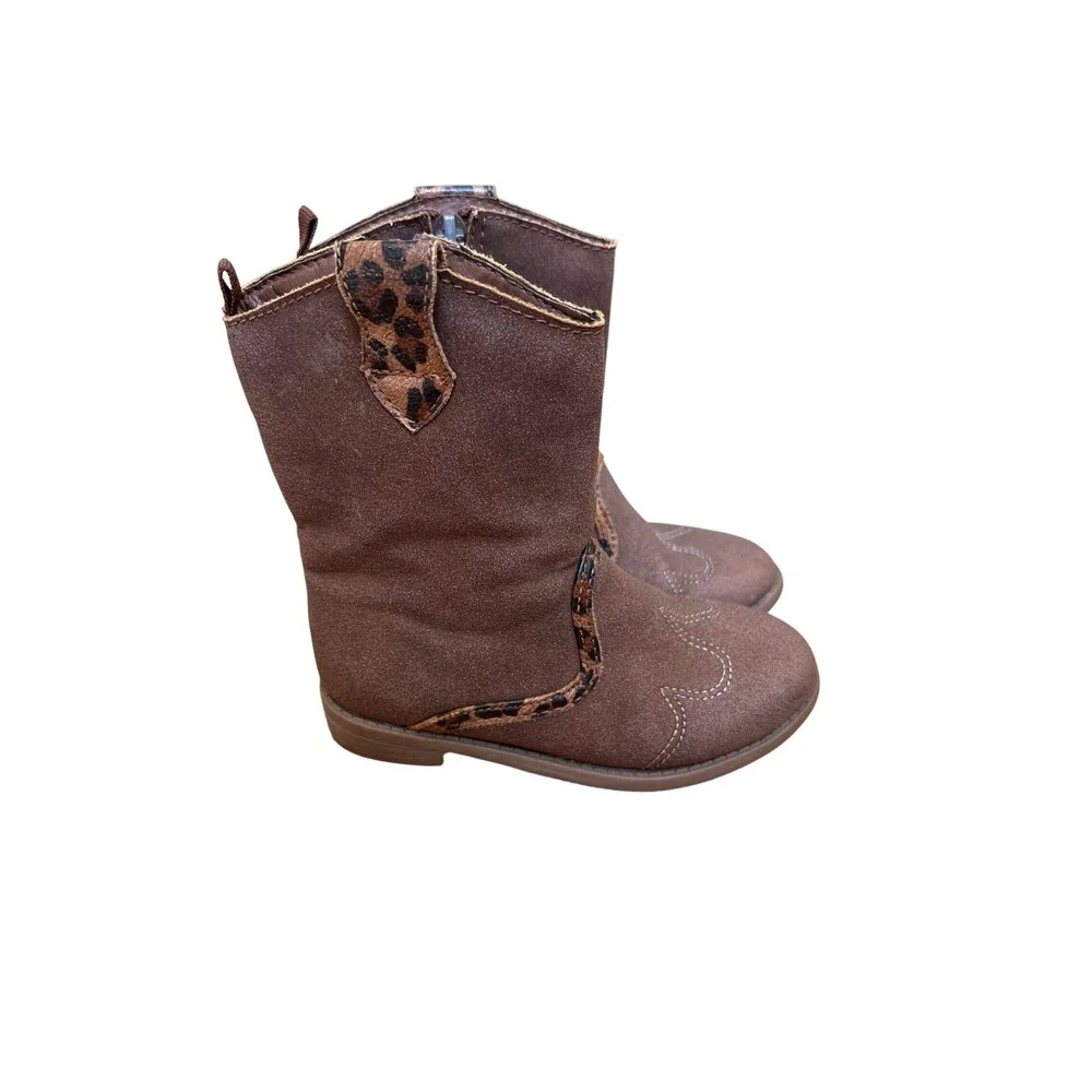 Carter's Cowboy Boots Kids Brown Leopard Print Western‎ Style SIZE 8